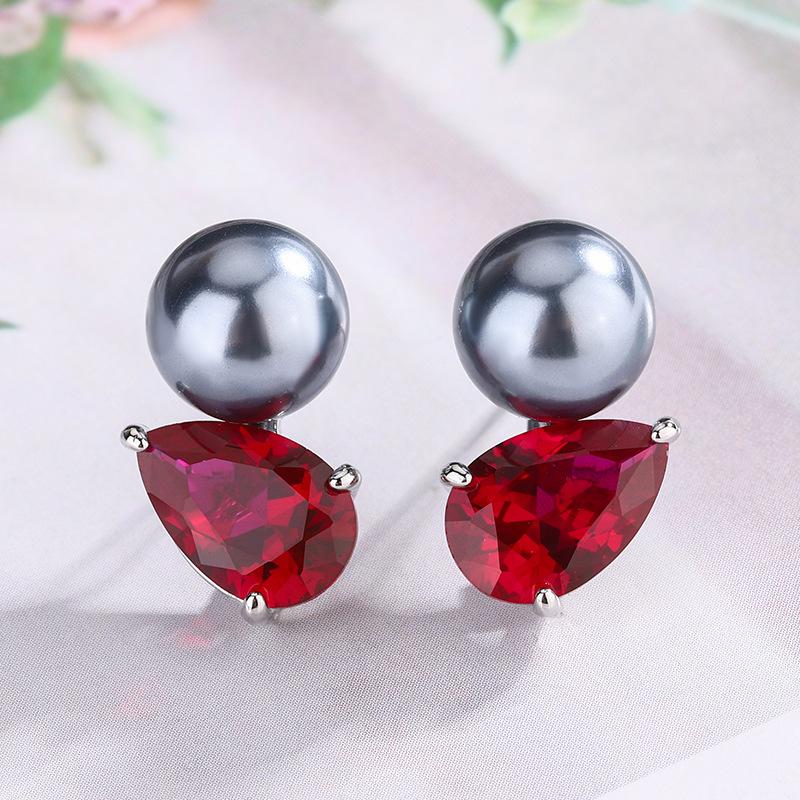New jewelry jewelry pearl stud earrings S111 silver needle colored treasure pearl collision fashion high personality women's spot