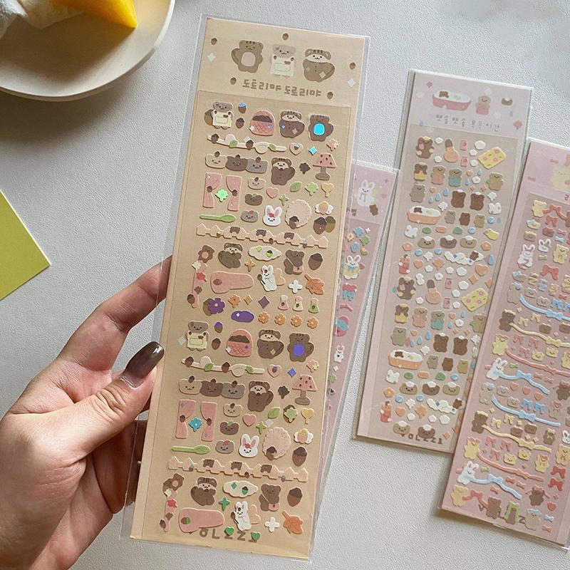 1 pezzo coreano popolare cartone animato coniglietto orso adesivo laser scrapbooking stick fai da te Mater
