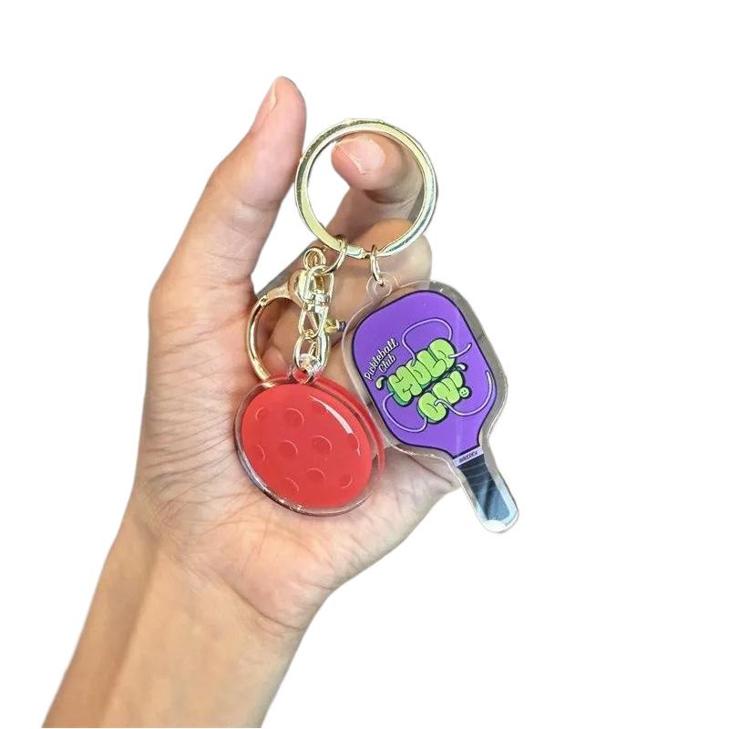 Creative Cartoon Pickleball Paddle Keychain Ornament - Fun Unisex Backpack Pendant Gift