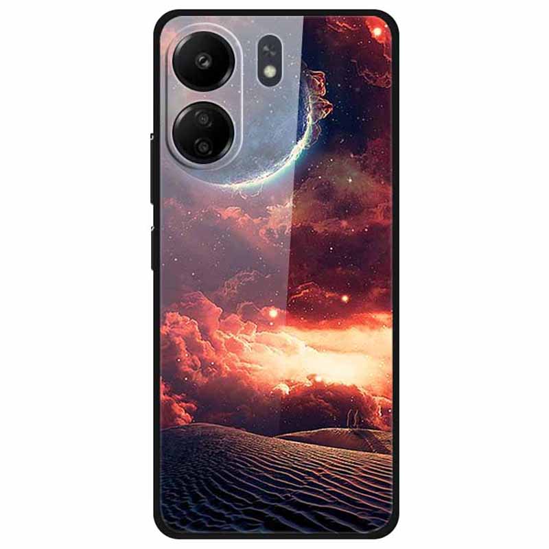 

Для Xiaomi Redmi 13C 4G/Poco C65 4G Чехол с рисунком ТПУ+Закаленное стекло Противоударный чехол для телефона Desert Moon