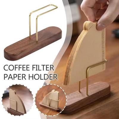 Coffee Filter Paper Holder Simple Household Filter Paper Walnut Wooden Storage Rack Kitchen Office Coffee Accessories
