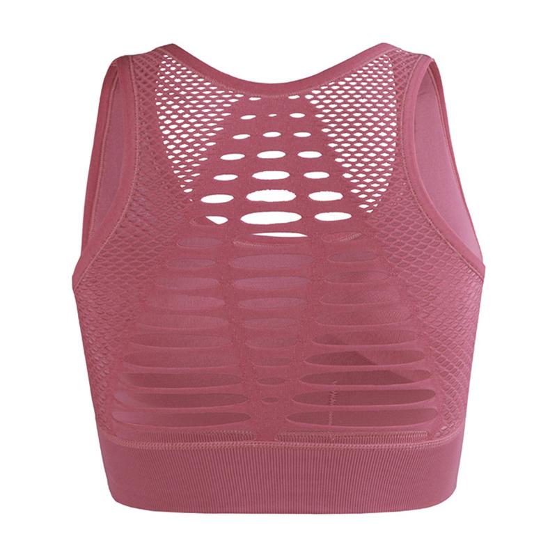

Сексуальное нижнее белье с пирсингом, красивый спортивный бюстгальтер для йоги и фитнеса, быстросохнущий дышащий амортизирующий спортивный бюстгальтер XL розовый