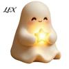 Cute Halloween Bedroom Lamp Light Up Ghost Decoration, Small Statue Night Light, LED for Kids Room Resin Table Decoration Indoor, Kitchen Tiered Tray