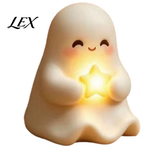 Cute Halloween Bedroom Lamp Light Up Ghost Decoration, Small Statue Night Light, LED for Kids Room Resin Table Decoration Indoor, Kitchen Tiered Tray