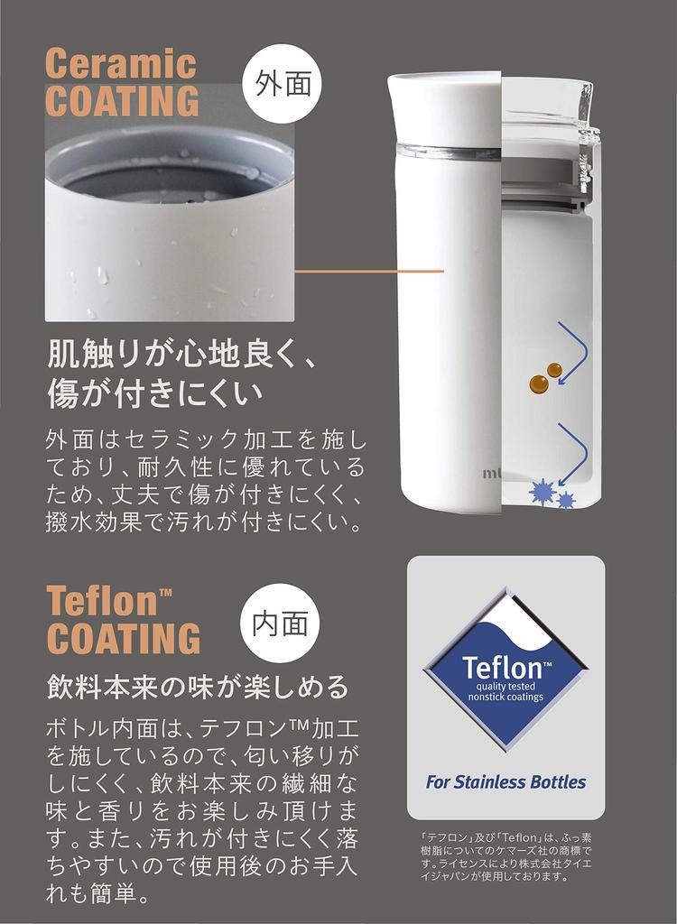 CB JAPAN Water Bottle, Gray, Dishwasher Safe, 350ml, Direct Drinking, Stainless Steel Bottle, Vacuum Insulated, EL Bottle, Mlte
