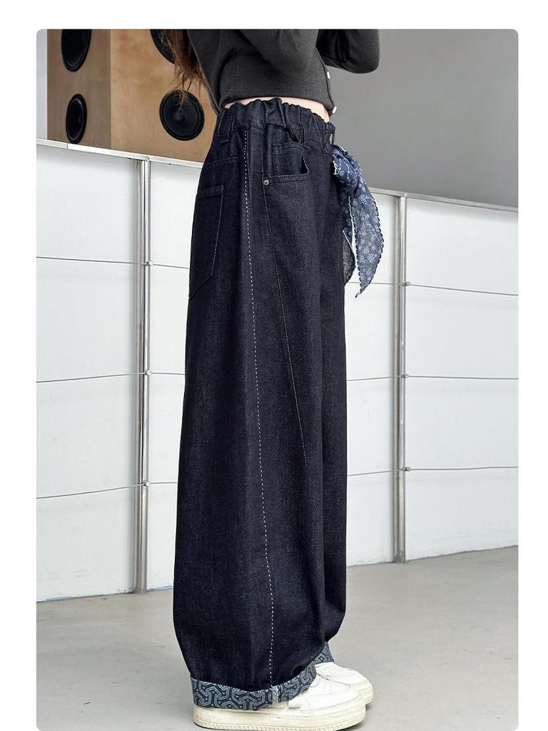 2025 Autumn Girls' Korean-Style Loose Wide-Leg Jeans for Middle & Big Kids