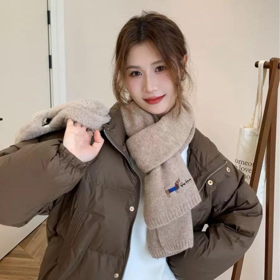 Korean cute puppy thorn couple solid color knitted scarf women's winter new versatile warm scarf