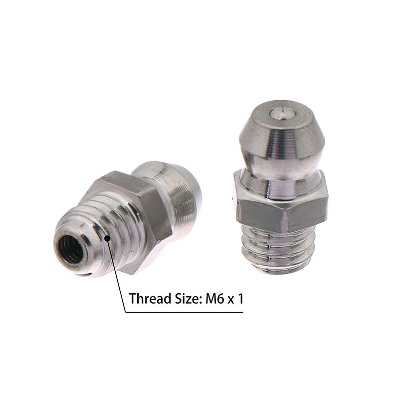 10Pcs 201 Stainless Steel M6 Thread Straight Hydraulic Grease Fitting Grease Nozzle Connection Grease Nipples For Bearing
