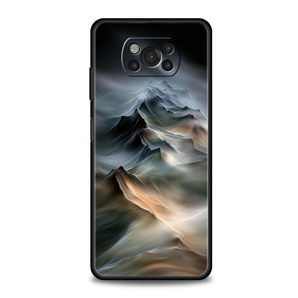 

Black Mountain Peak Phone Case Cover for Xiaomi Poco F7 Ultra F6 F5 F4 F3 X6 X5 X4 X3 NFC C51 C55 M4 GT 5G Soft TPU Shell Capas Poco X6 Pro