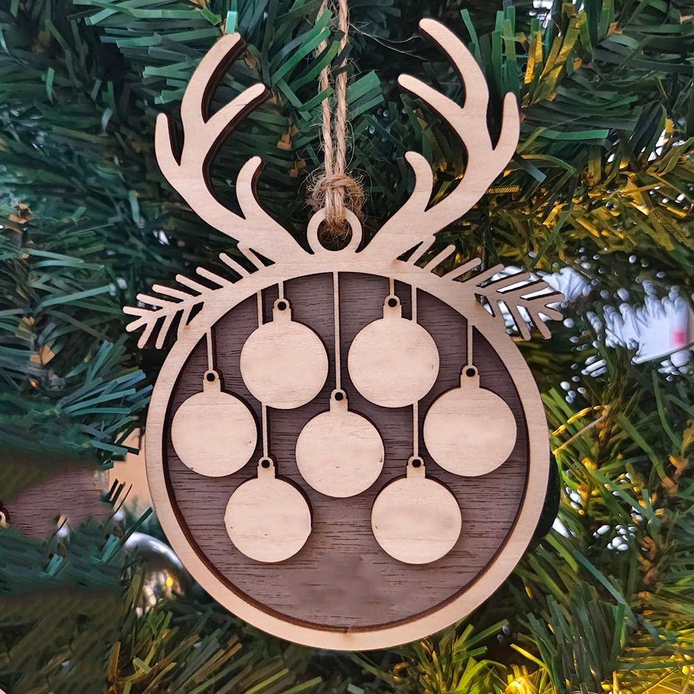 

Wood Christmas Wooden Pendant Staghorn Leaves Xmas Tree Decorations Family