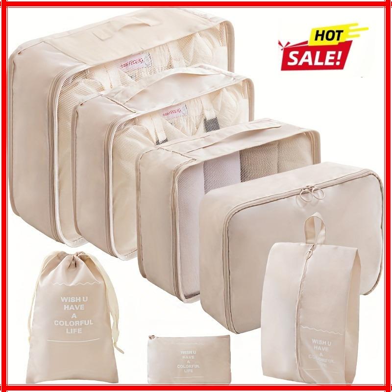 7Pcs Travel Organizer Set Folding Storage Bags Wardrobe Cube Suitcase Packing Luggage for Clothes & Shoes