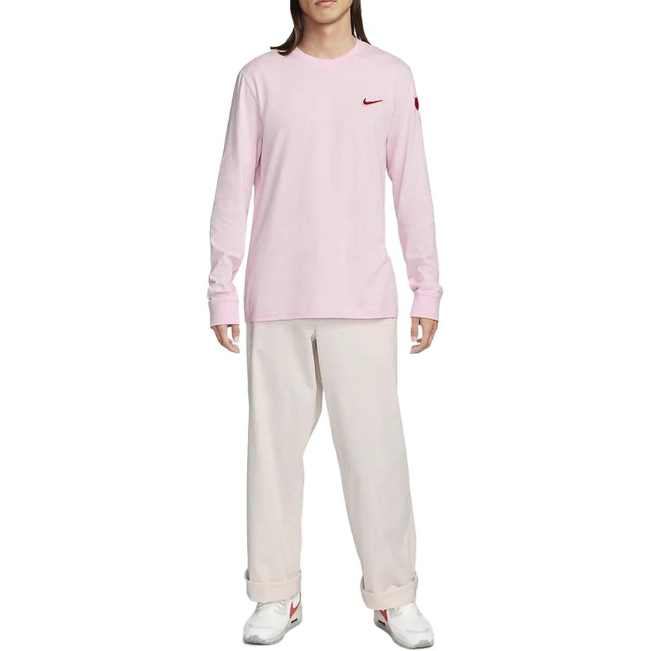 Nike Valentijnsdag Serie Effen Kleur Ronde Hals Casual Lange Mouwen T-shirt Heren Tops Schuim-Roze FV3994-663