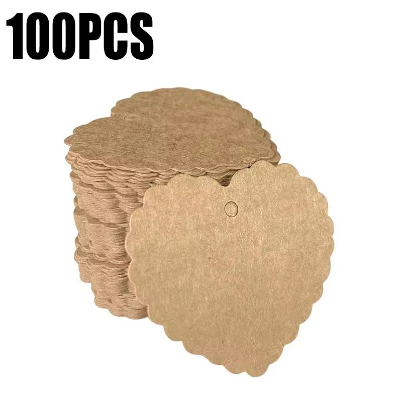 100PCS/Pack Heart Shape Kraft Paper Tags Blank Labeling Tag Hanging Decoration Black White Brown Colors Available DIY Crafts ZYF
