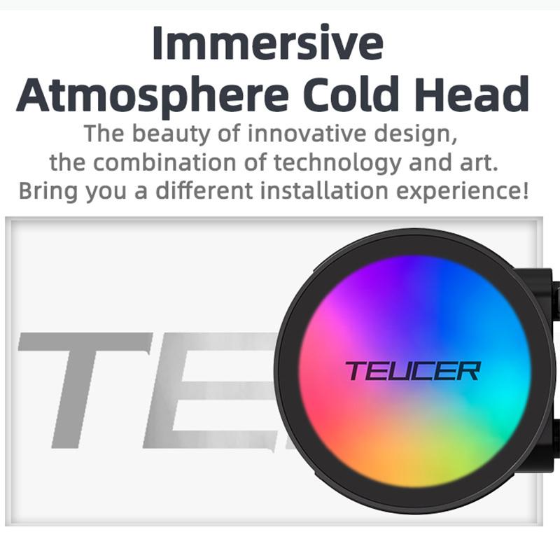 TEUCER AF-S120 Water Cooler 120mm RGB Fan Liquid Heatsink Integrated Radiator Cpu Cooling for Intel LGA115x 1200 1700 2011