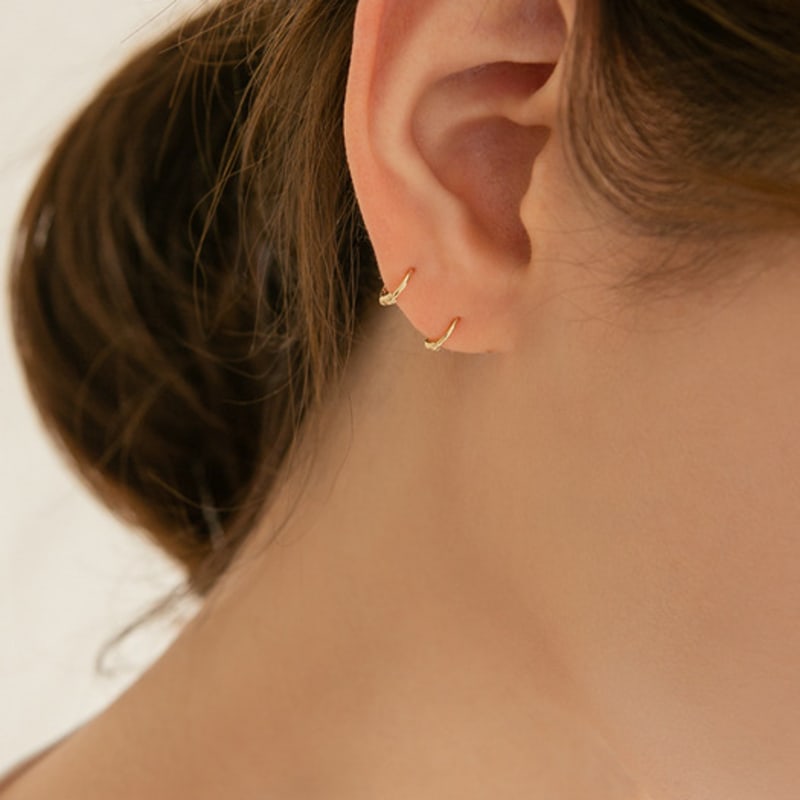 LUNNE 14k Daily One-Touch Ring Earrings (14k Gold) #ER01