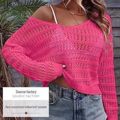 2024 Frühjahr/Sommer Europäischer und amerikanischer Hohlstrickpullover mit Rundhals