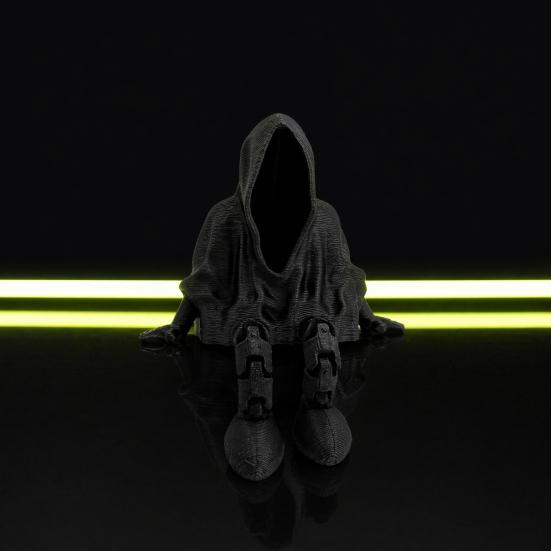Bendable Joint Reaper Ornament 3D Printed Mysterious Black Robe Figurine, Articulated Sitting Statue with Novelty Dark Themed Collectible Movable