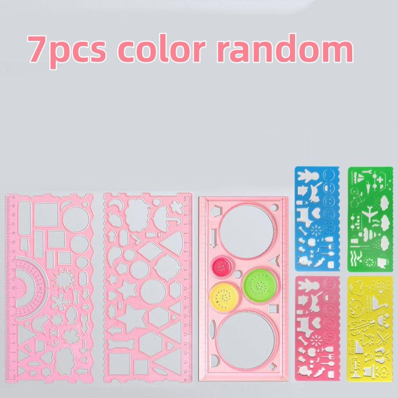 4/7pcs Multi-Functional Ruler Geometric Spiral Drawing Template Art Craft Children's Gift Educational Toy Versatile Ruler