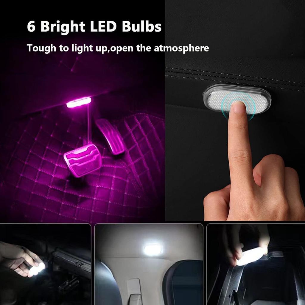 4Pcs Wireless LED Lights For Car Interior,7 Colors Ambient Lighting Car Interior,Car Lights Ide Your Car,USB Rechargeable Car Interior Led Night