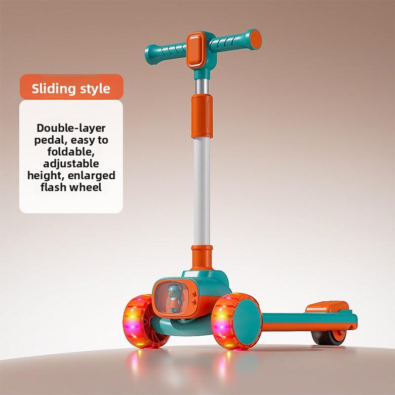 Outdoor New Riding Scooter Big Model Teenage Mobility Scooter Flash Toy Car Folding 2-In-1 Multi-Function Pedal Scooter Folding