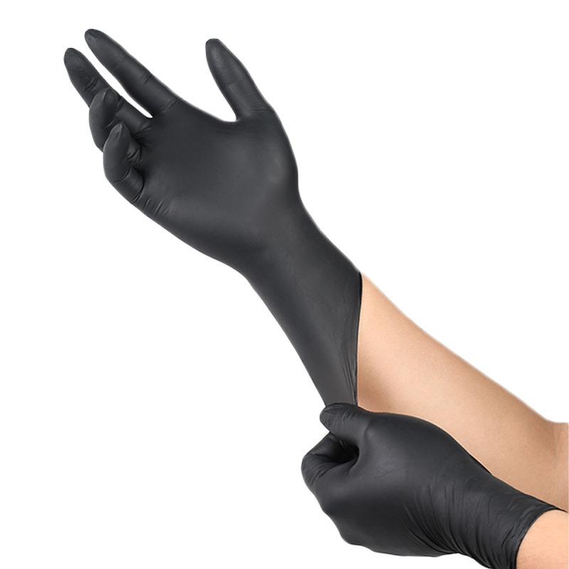 Wasserdichte Schwarze Einweg-Nitrilhandschuhe - Lebensmittelqualität