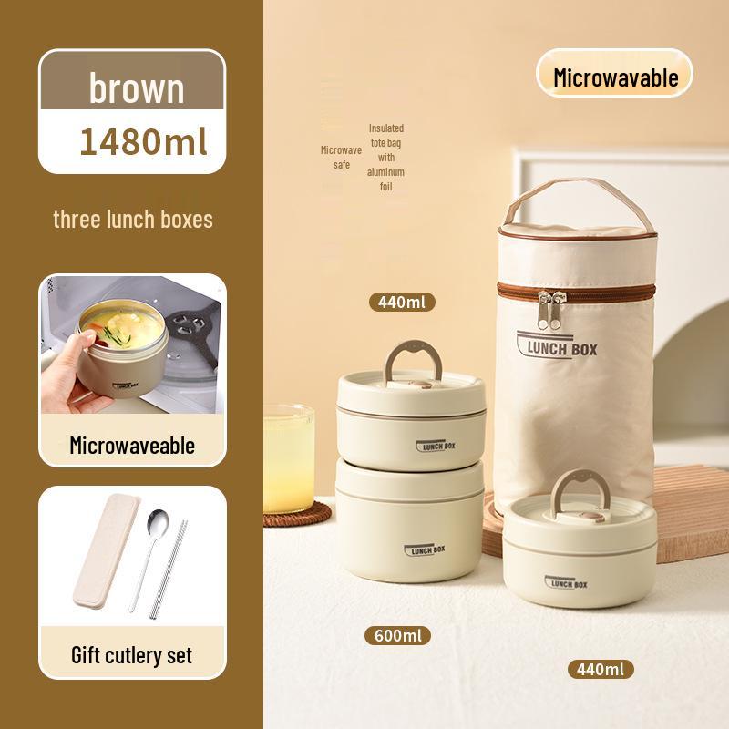 304 Stainless Steel Leak-Proof Multi-Layer Insulated Lunch Box for Office Workers & Students, Microwave Safe & Portable