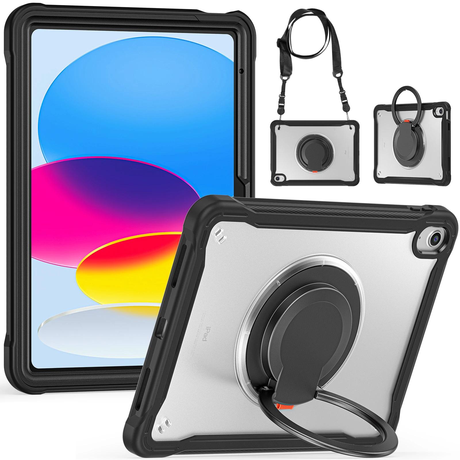 Pour iPad mini 6 7 Étui Sécurisé Housse pour Tablette Enfant Pour iPad 11 10 Pro 12.9 Air 11 13 4 5 9.7 Funda Avec Sangle d'Épaule ipad 9.7 (2018) 6th blue