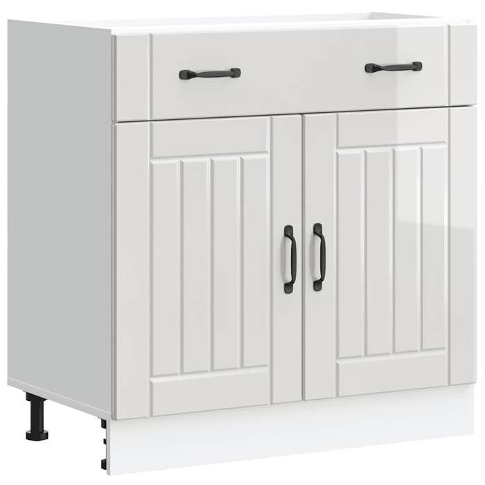 VidaXL Kitchen Cabinet Lucca Glossy White Engineered Wood, Sink Cabinet, Kitchen Cabinet with Drawer, Cabinet 853739