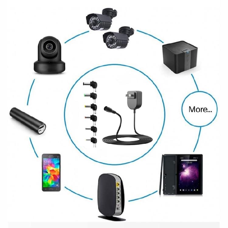 3-12V Adjustable Power Supply Adapter 15W with Overloads Protections 6 Interchangeable Connectors Charger