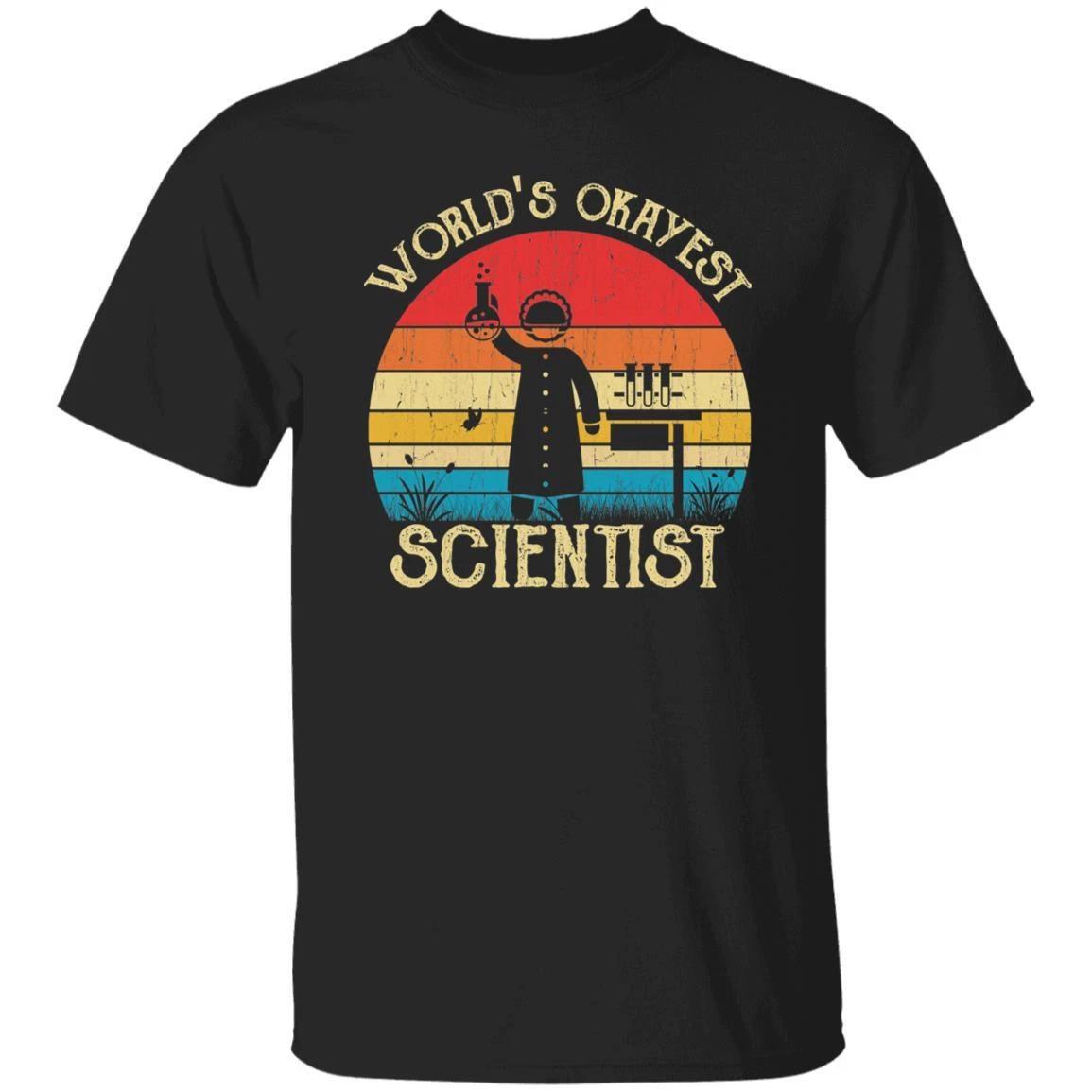 Scientist Unisex Shirt World s Okayest Scientist retro tee Black Dark Heather 2XL