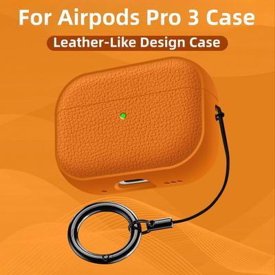 For Airpods Pro 3 Case Soft TPU Leather-Like Design Protective Cover with Lanyard and Cleaner Kit For Apple Latest Airpods Pro 3