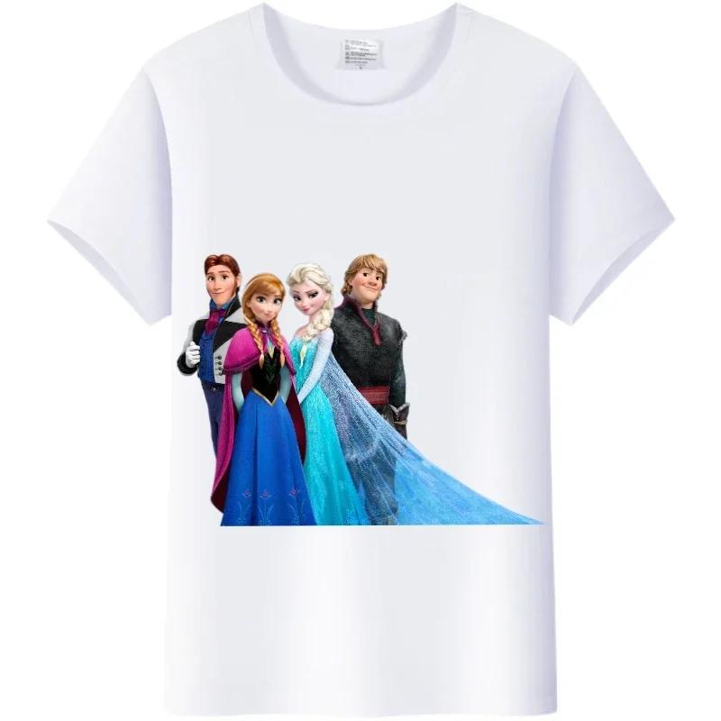 Vintage Cartoon Summer Tees Frozen Elsa Anna Princess Top White T-Shirts 90S Clothes Plus Size Gothic Blouse Unisex