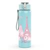 1PC Pink Eiffel Tower Bicycle 750ml Color Plastic Sports Water Bottle Leakproof Flip Straw Lid Suitable for Sports Office Home Use
