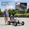 Go-Kart Pedal Car with Hand Brake, Adjustable Seat, Forward and Reverse Gear, up to 50kg for Children 5-12 Years, White