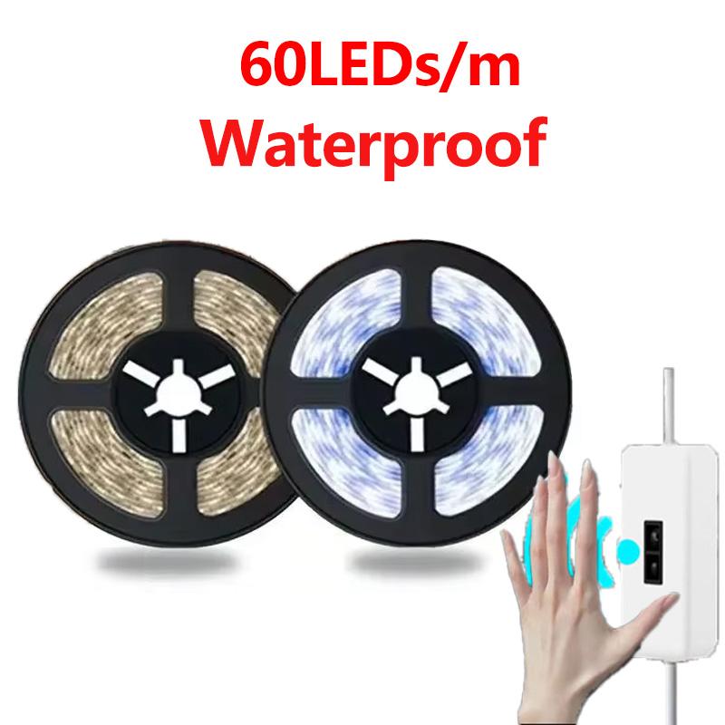 5V USB Flexible LED Strip Light with Hand Sweep Sensor Touch Switch Dimmable Tape Lamp for TV Backlight Mirror Cabinet Lighting