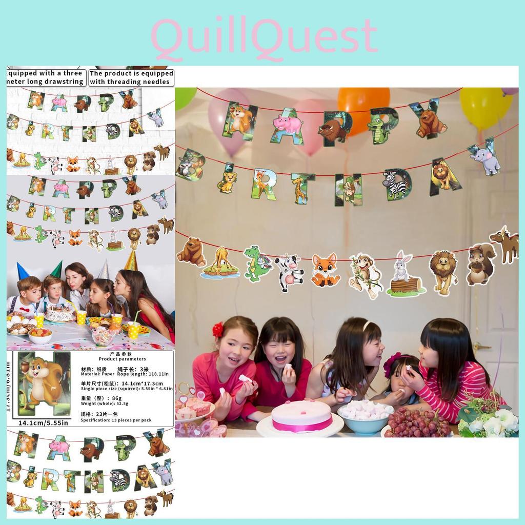 Vibrant Animal Print Birthday Party Banner For Kids Celebrations And Decorations