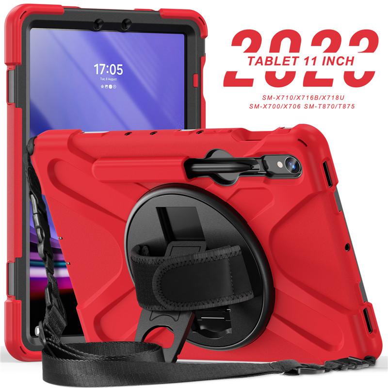 Housse antichoc pour tablette pour enfants pour Samsung Galaxy Tab S10 S9 S8 Ultra 14.6 S7 11  Plus FE 12.4 Pouces Coque avec Bandoulière Funda Capa S10 Lite 10.9 inch rouge