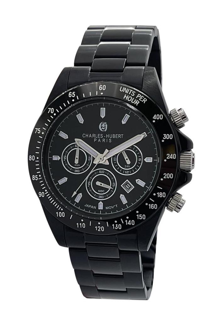 Charles Hubert Men's Chronograph Date Watch 4032-B, Black