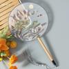 Antique Embroidery Circular Fan Chinese Style Cheongsam Fan Women's Double-Sided Embroidered Transparent round Long Handle Ancient Chinese Clothing