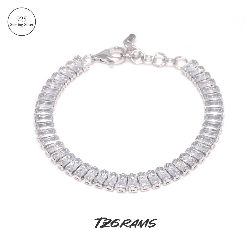 

Женский теннисный браслет с кристаллами полной геометрии из стерлингового серебра 925 пробы, широкий сверкающий INS, модная цепочка на запястье, изящные украшения