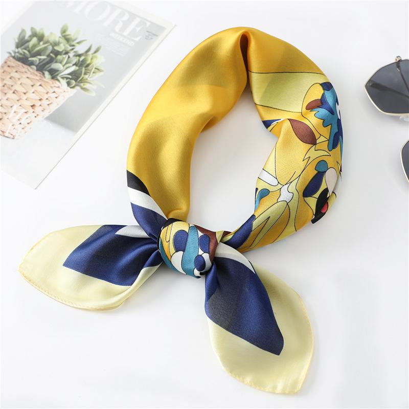Foreign Style Small Silk Scarf 71cm Square Scarf Hangzhou Silk Imitation Silk Scarf Professional Women's Scarf Decorative Small Silk Scarf