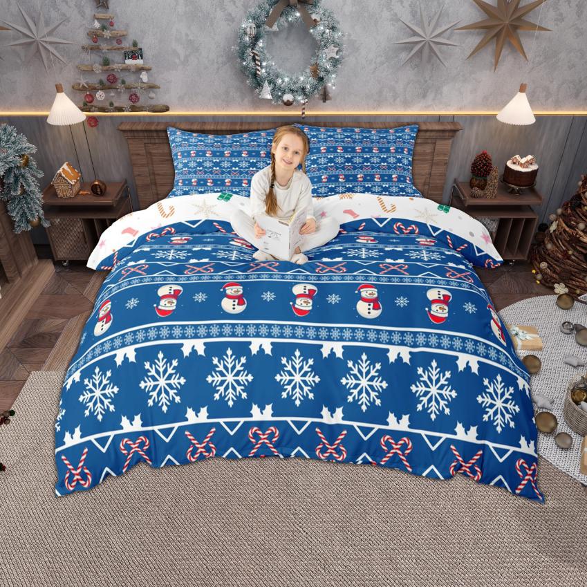 Comforter Homewish Cute Snowman For Kids Winter Snowflake Bedding Set Boys Girls Happy New Year Gifts Set