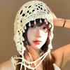 Pearls Crochet Tassels Cap Handmade Weave Basin Hats Cute Knitted Beanies Caps  Outdoor