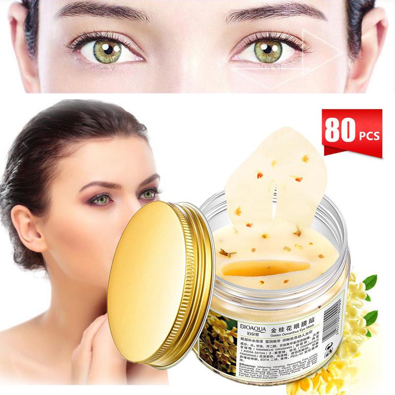 

80шт / бутылка золото Osmanthus Маска для глаз Уход за глазами Коллаген Гель Сывороточный протеин Сон Патч для глаз