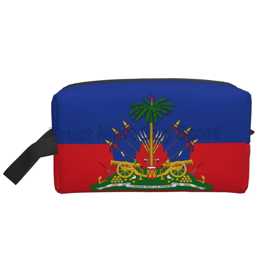 Haitian Flag Print Makeup Bag Cosmetic Bag for Women Large Capacity Make Up Organizer Portable Travel Toiletry Bags Accessories