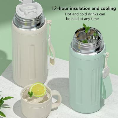 Large Capacity 600ml Stainless Steel Thermos Portable Vacuum Flask Insulated Tumbler with Rope Thermo Bottle for Car Travel