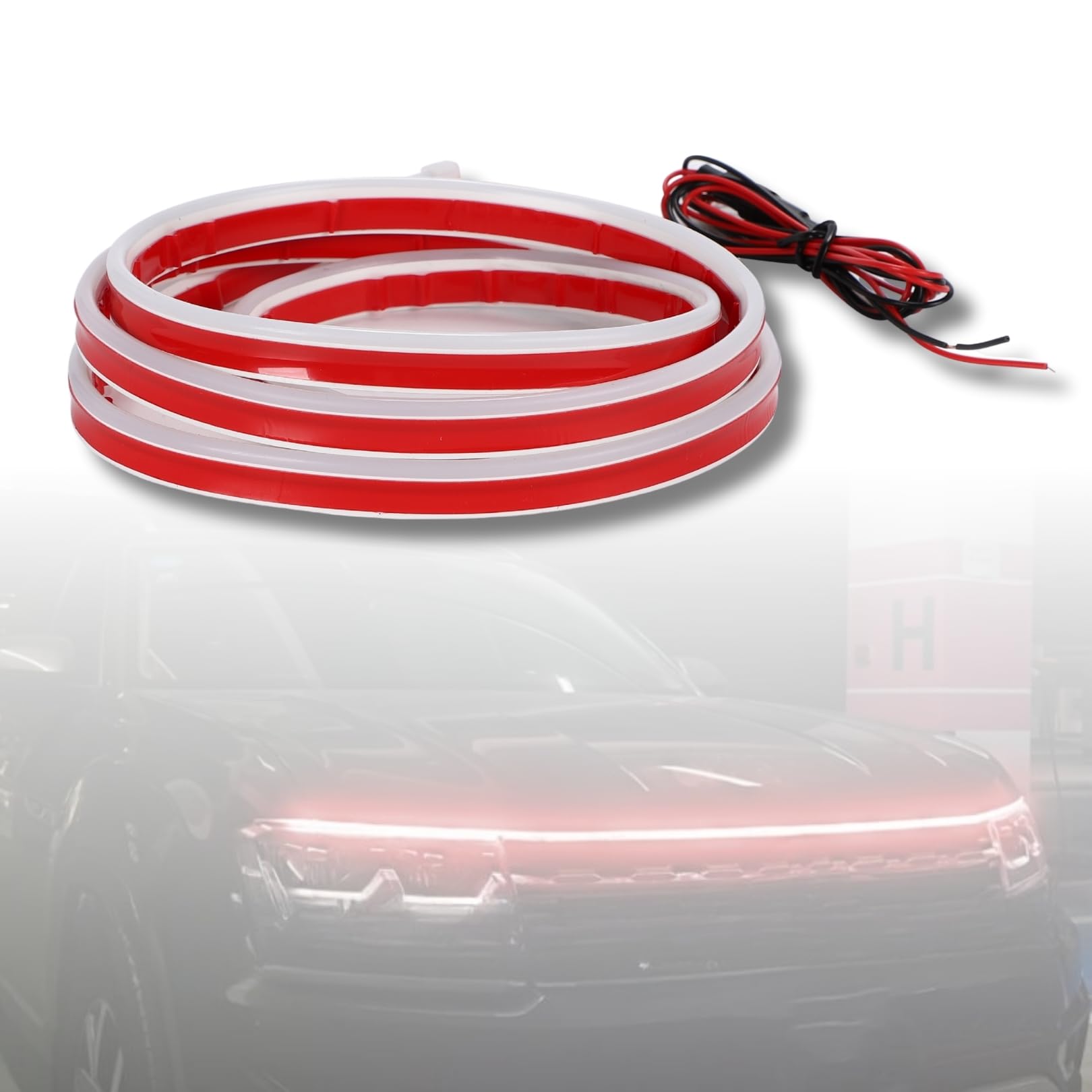 

LED Tape Light, Hood Light, For Hood, Cars, Waterproof, DC12V, Universal, Easy Installation, High красный