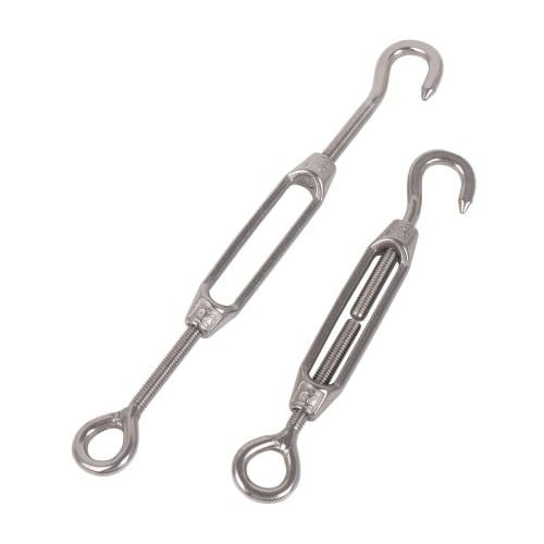 Logyues 50-Pack Turnbuckles, Eye Hooks, Rust-Resistant, High-Strength, for Rope Fastening and Tent Pitching, M4 Hook & Eye, 304 Stainless Steel, Silve