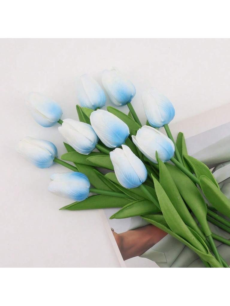 Ein Set aus 6 künstlichen Tulpen, geeignet für die Heimdekoration, Schreibtischblumen-Dekoration zum Jahrestag, Realistische falsche Tulpenblumen (Vase nicht enthalten)