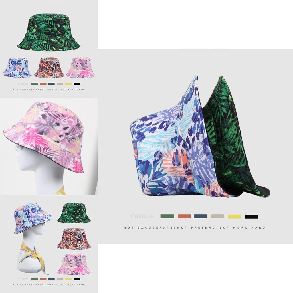 Xw2094-3 Green Plant Pattern Sun Protection Fishing Hat For Ladies